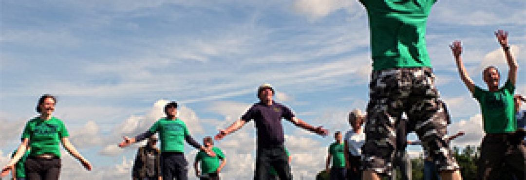 Volunteers warming up at a Green Gym