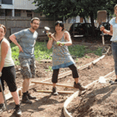 Volunteers preparing a site at Benhill Road, Lambeth