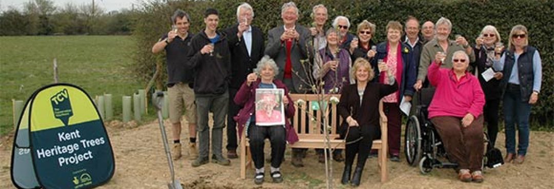 People celebrating the planting of a future heritage tree