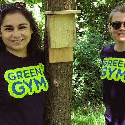 Two people on a Green Gym