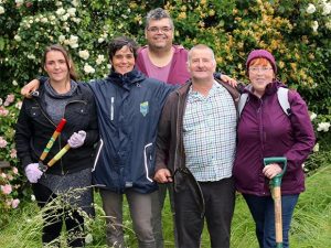People in a garden