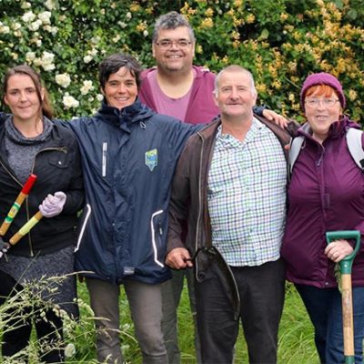 People in a garden