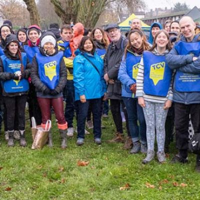 A group of volunteers at TCV's 60th anniversary tree planting event in London