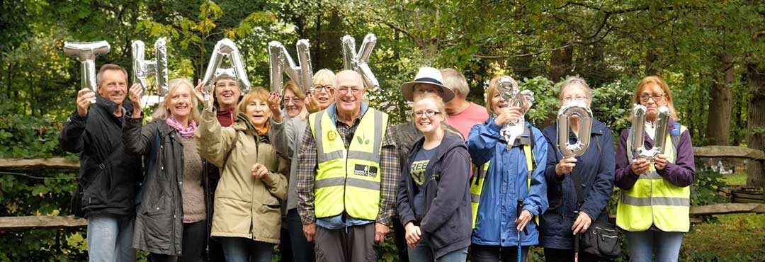 Volunteers saying thank you