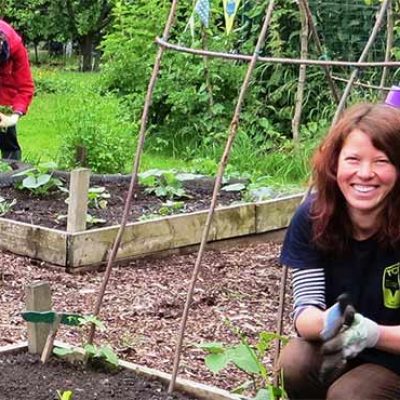 People in a vegetable garden