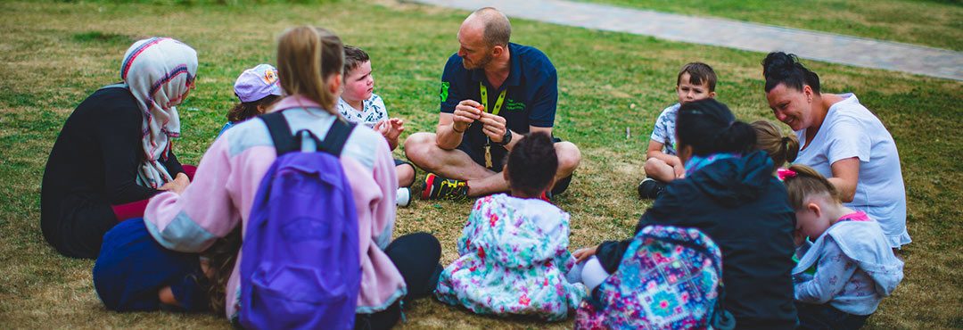 Children and parents at an education session at Skelton Grange