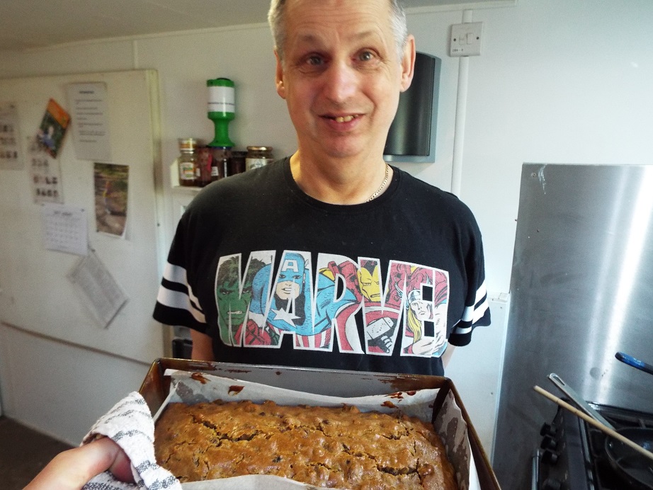 David baking a cake