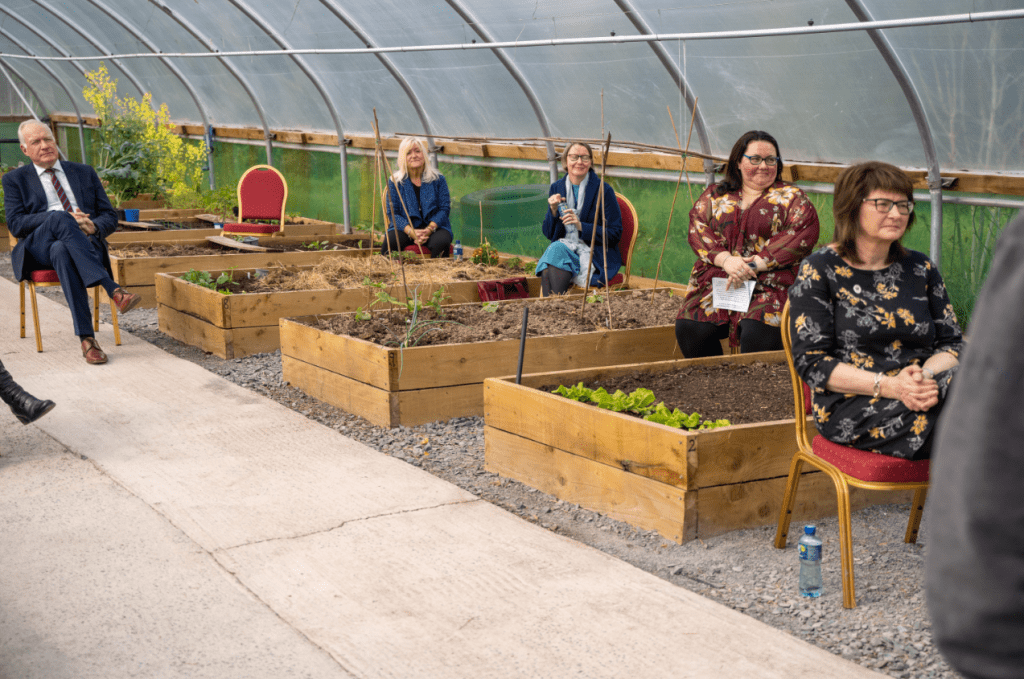 QAVS Belfast celebration event in polytunnel with Lord Lieutenant