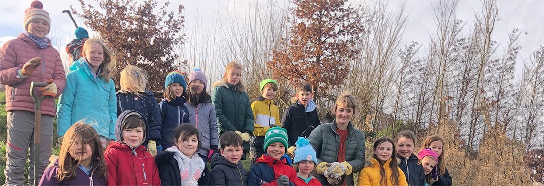 Children at a tree planting event