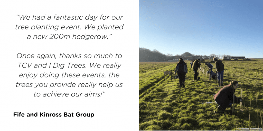 I Dig Trees testimonial from community group showing tree planters