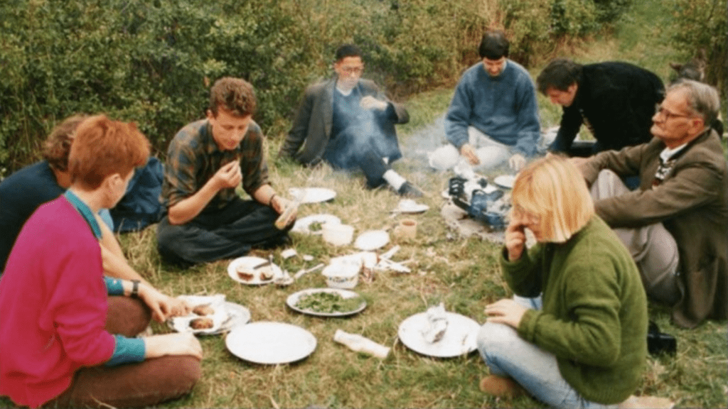 TCV volunteers having lunch