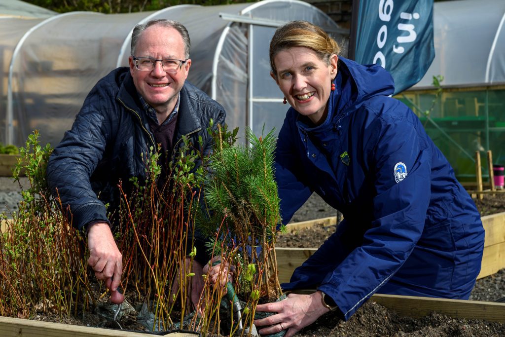 Pictured are Michael Duncan, Head of Giving Strategy & Programmes at the Royal Bank of Scotland and The Conservation Volunteers CEO, Rebecca Kennelly MBE