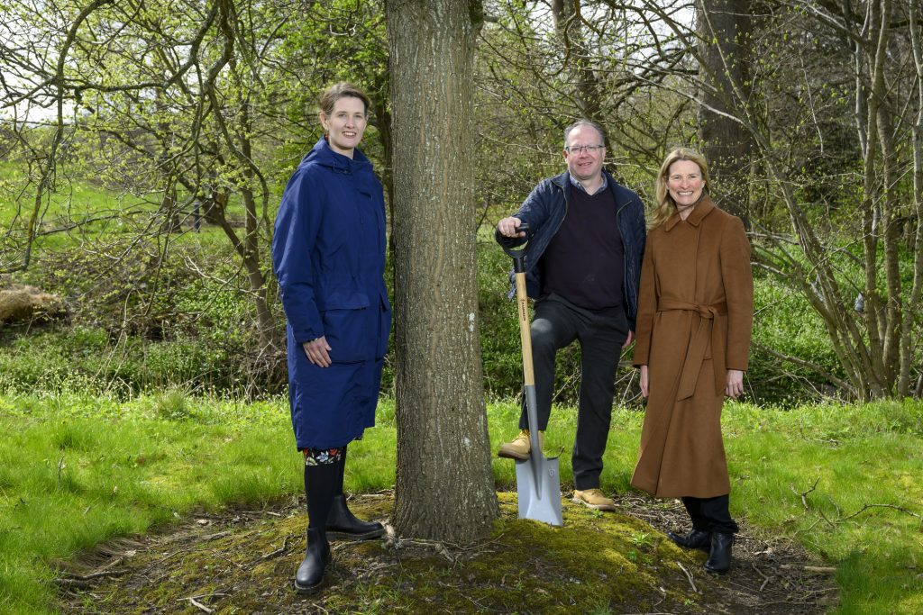 Pictured are Michael Duncan, Head of Giving Strategy & Programmes at the Royal Bank of Scotland and The Conservation Volunteers CEO, Rebecca Kennelly MBE alongside special guest Francesca Osowska, CEO of Nature Scot