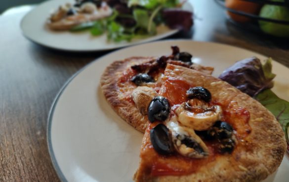Homemade Pitta Pizzas with salad