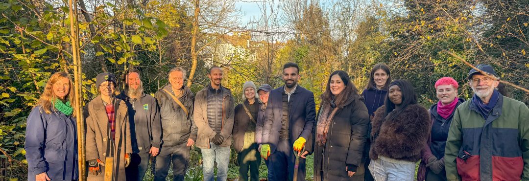 TCV x Mayor of London tree planting volunteers at Railway Fields, Haringey
