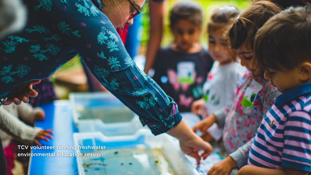 TCV volunteer running freshwater environmental education session