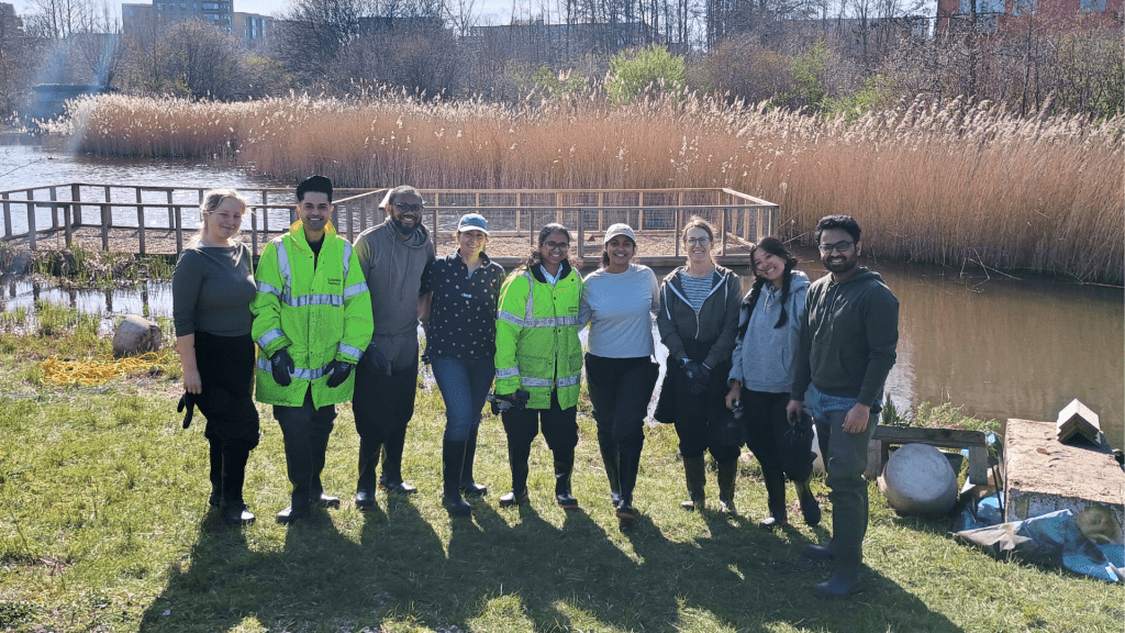 Investec employees at Greenwich Peninsula Ecology Park