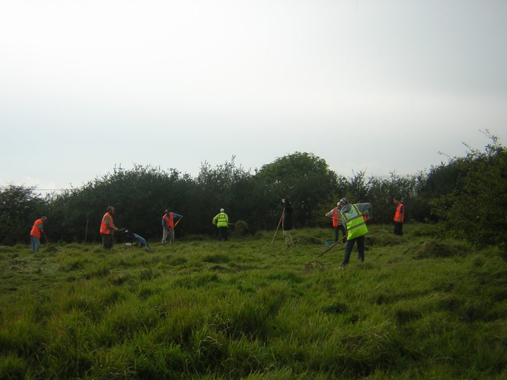 Group of TCV nature volunteers in orange and yellow high vis